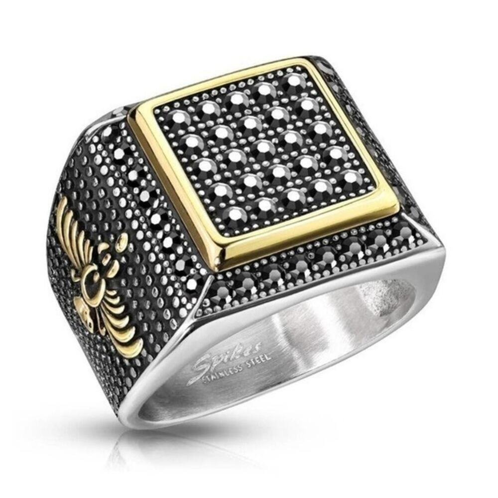 New stainless steel ring with CZs size 9‎